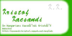 kristof kacsandi business card